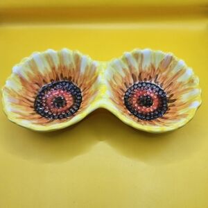 Maxcera Corp King Rooster 2 Part Relish Snack Tray Bowls Yellow Replacement